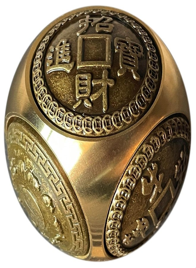 Briskfeel Brass Lucky Ball 6 Sides Rotatable Feng Shui Ornament Wealth Statue Treasure Ball Fengshui Sculpture Chinese Traditional Home Decor (G1 Large Lucky Ball) - Image 1